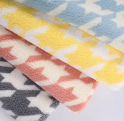 پارچه پشم گوسفند خز بره Houndstooth