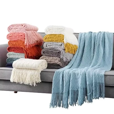 پتو بافتنی Tassel Jacquard