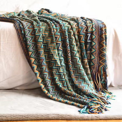 Tassels Geometric Pattern Blanket
